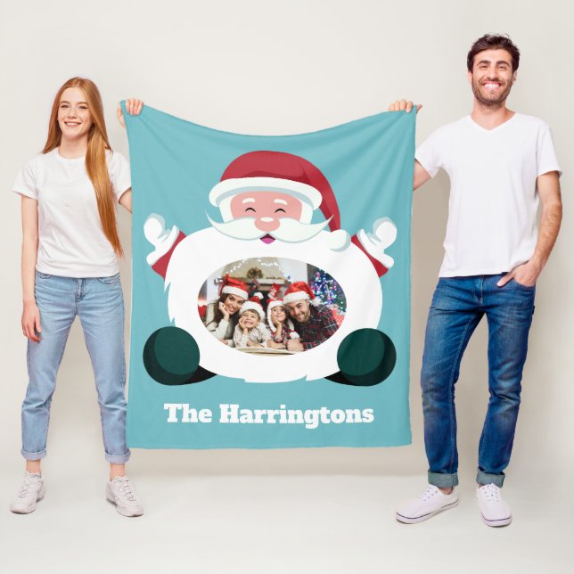 YOUR Photo & Name custom Santa throw blankets (In Situ)