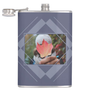 YOUR PHOTO & NAME in Geometric Pattern flask