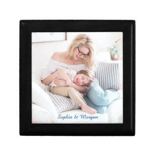 Your Photo & Name(s) or Message in Blue Script Gift Box
