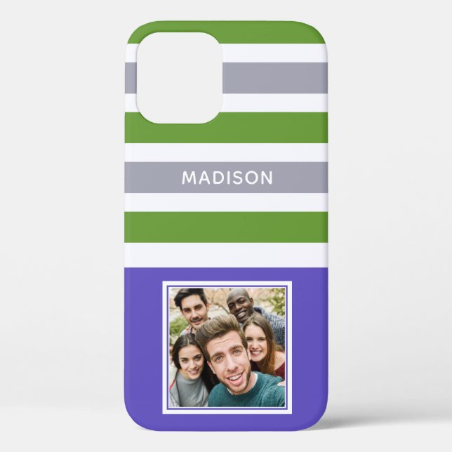 YOUR PHOTO & NAME Stripes Pattern phone cases (Back)