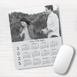 Your Photo Names Personalised Grey 2025 Calendar Mouse Pad<br><div class="desc">Keep the person you love nearby with a personalised 2025 calendar mouse pad. Replace the sample photo and names with your own in the sidebar. The custom text is in an elegant black script font. Below it is an easy to read black 2025 calendar on a neutral grey background. Makes...</div>