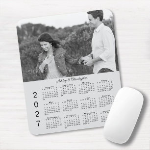 Your Photo Names Personalised Grey 2027 Calendar Mouse Pad