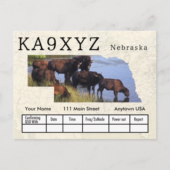 Your Photo Nebraska Shaped Cutout Custom QSL Postcard (Front)