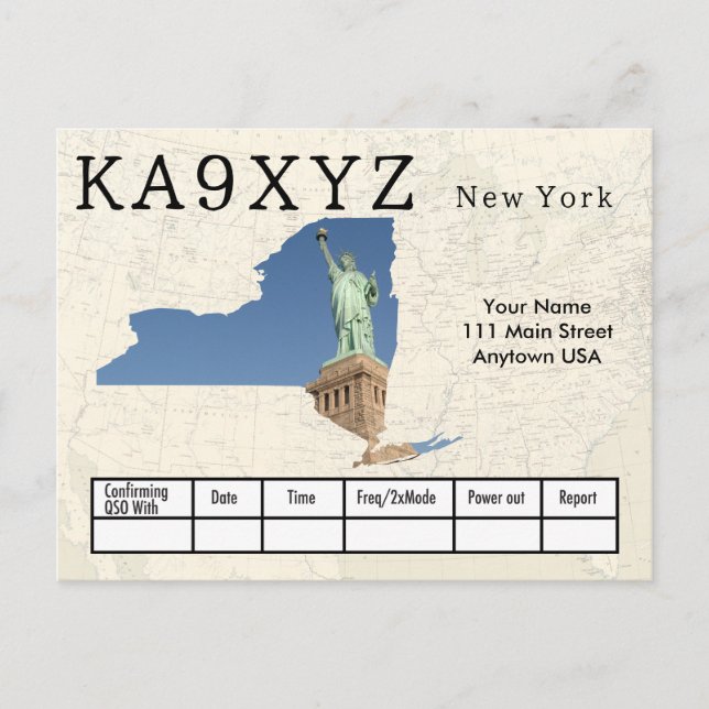 Your Photo New York Shaped Cutout Custom QSL Postcard (Front)