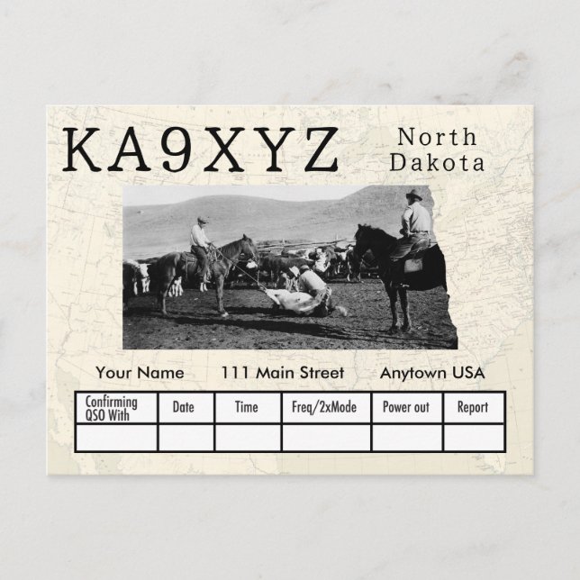 Your Photo North Dakota Shaped Cutout Custom QSL Postcard (Front)