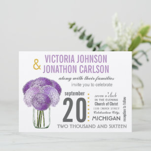 Your Photo on Back Hydrangea in a Mason Jar Invitation