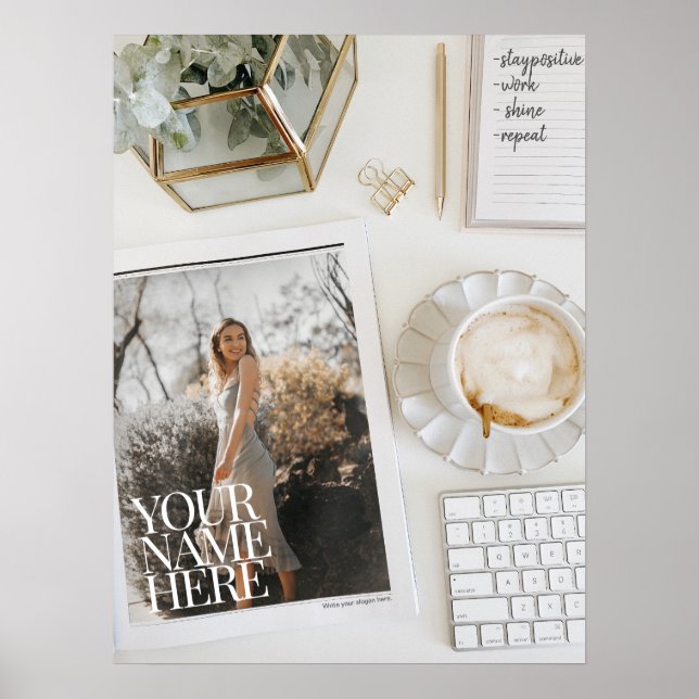 Your Photo on Magazine! Personalized Chic Office Poster (Front)