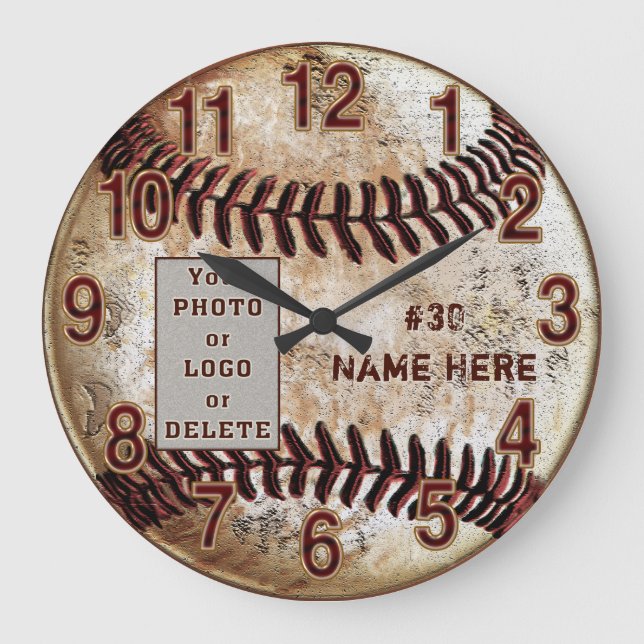 Your Photo or Logo Personalized Baseball Clock (Front)