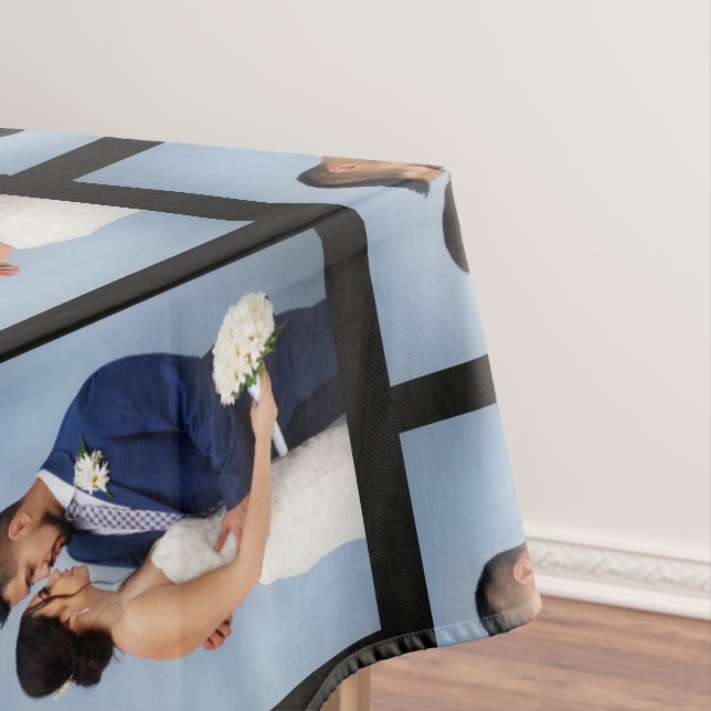Your Photo Pattern on Black Personalised    Tablecloth (In Situ)