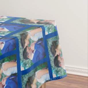 Your Photo Pattern on Dark Blue Personalised Tablecloth