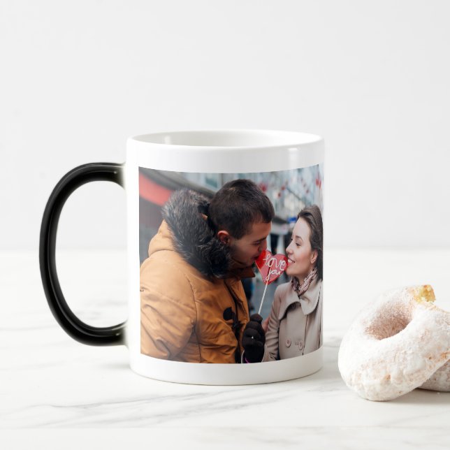 Your photo | personalise | unique gift morphing magic mug (With Donut)