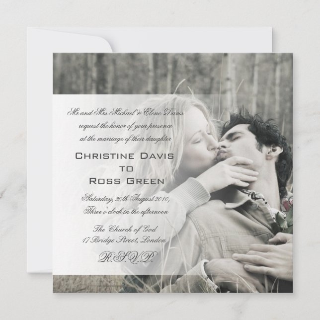 Your photo personalised wedding invitation (Front)