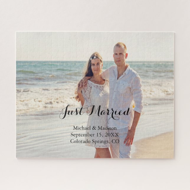 Your Photo Personalized Just Married Puzzle (Horizontal)