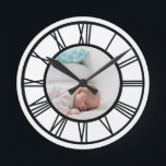 Your Photo Personalized Roman Numerals Round Clock<br><div class="desc">Your Photo Personalized Roman Numerals wall clock from Ricaso</div>