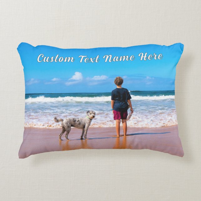 Your Photo Pillow with Custom Text Name (Front)