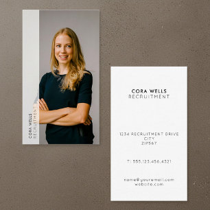 Your photo portrait, white opaque border modern business card