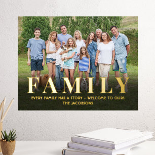 Your Photo & Quote Family Keepsake Elegant Minimal Foil Prints