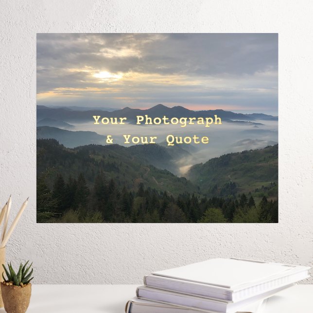 Your Photo & Quote Overlay Simple Elegant Keepsake Foil Prints (In Situ (Desk 3))