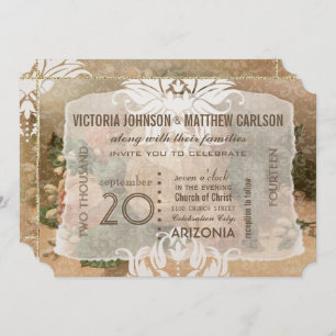 Your Photo Rose Gold Floral Wedding Invitations