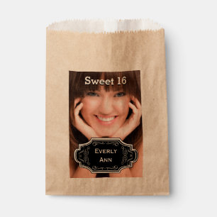 Your Photo Rustic Chalkboard Folk Art Sweet 16 Favour Bags