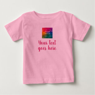 Your Photo & Script Text Trendy Template Pink Baby T-Shirt