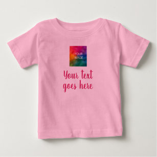 Your Photo & Script Text Trendy Template Pink Baby T-Shirt