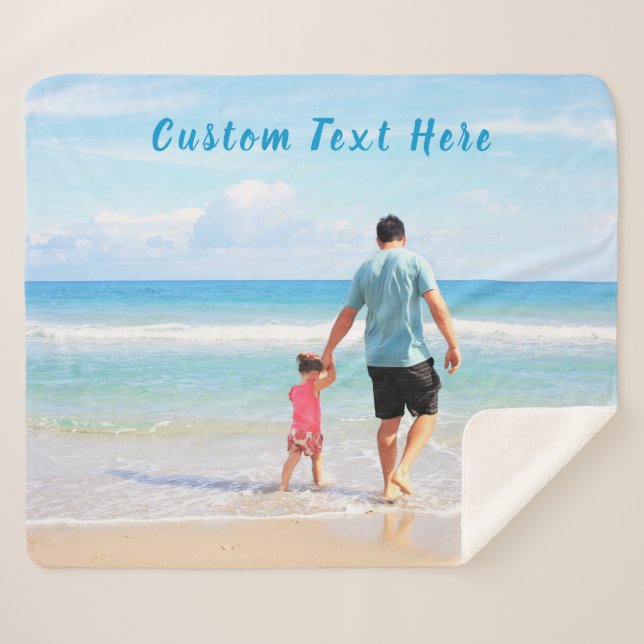 Your Photo Sherpa Blanket with Custom Text (Front (Horizontal))