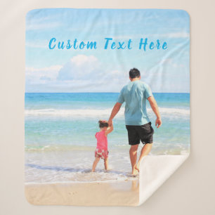 Your Photo Sherpa Blanket with Custom Text