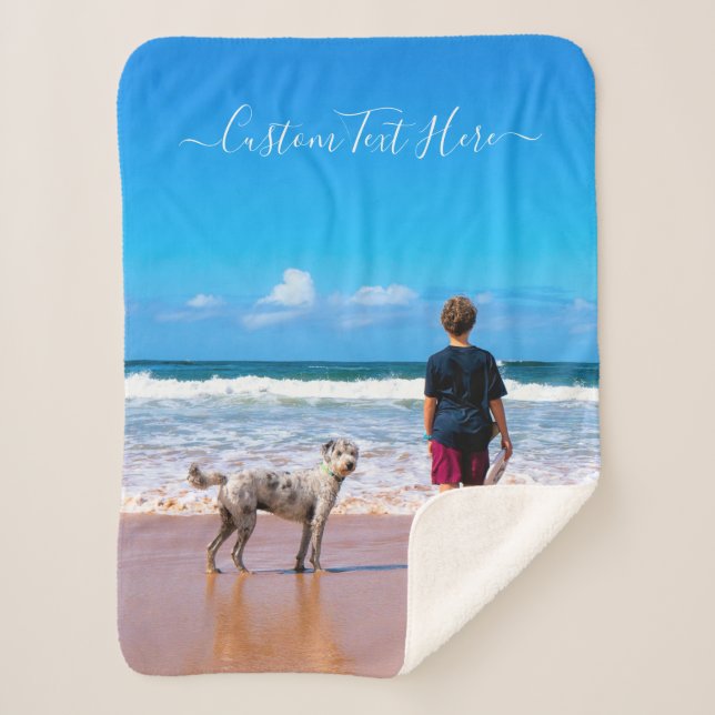 Your Photo Sherpa Blanket with Custom Text Name (Front)