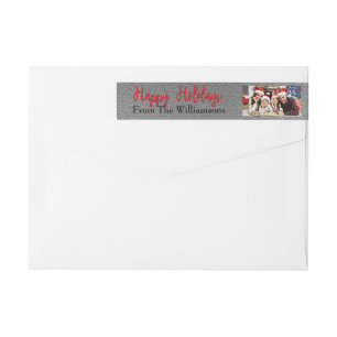 Your Photo Silver Happy Holidays Address Wrap Around Label