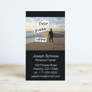 Your Photo Simple Black Business Card Template