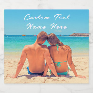 Your Photo Sparkling Wine Label with Custom Text