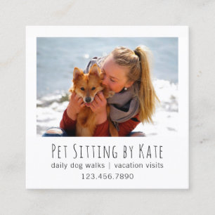 Your Photo Square Pet Sitting Dog Walker Business Card