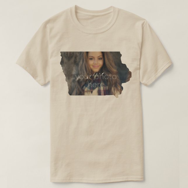 YOUR PHOTO State Of Iowa Shape T-shirt (Design Front)