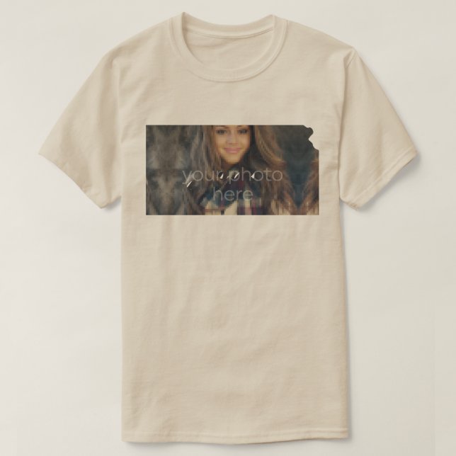 YOUR PHOTO State Of Kansas Shape T-shirt (Design Front)