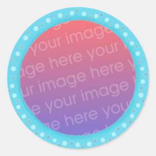 Your photo stickers, in a blue dots circle frame classic round sticker