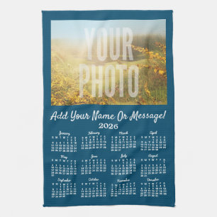 Your Photo Tea Towel Calendar Blue