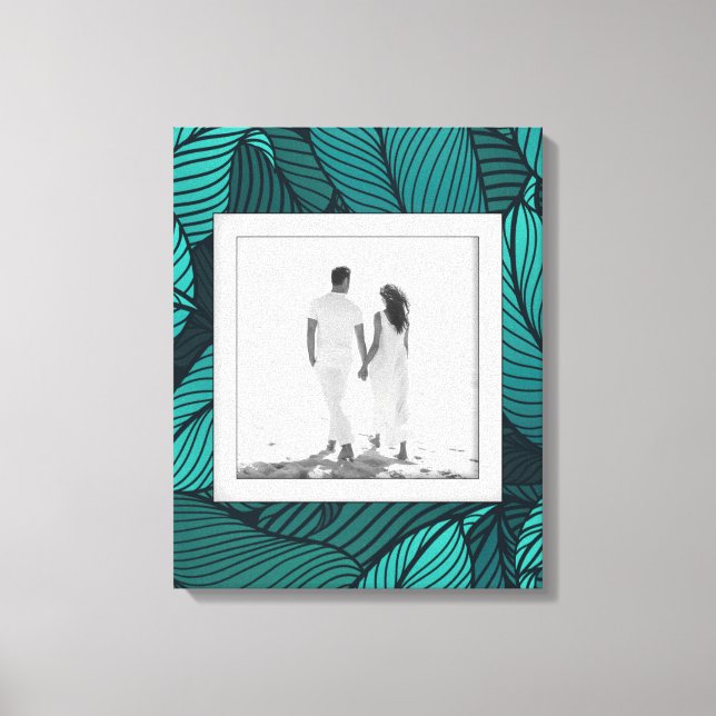 Your Photo Teal Leaves Canvas Print (Front)