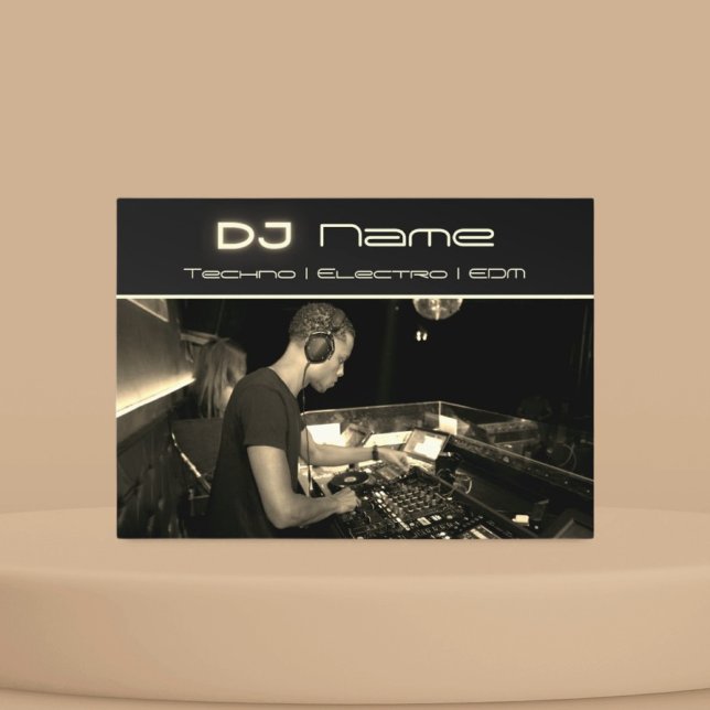 Your photo techno music DJ gold Business Card (Creator Uploaded)