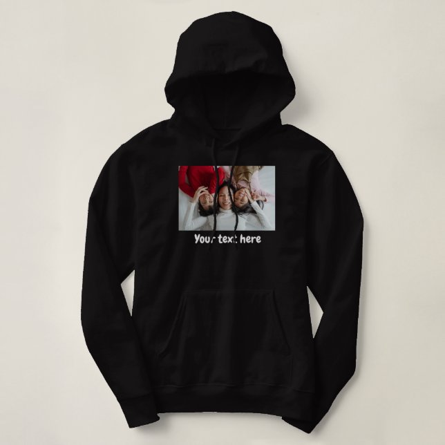 Your Photo Text, Custom Personalised Photo Text Hoodie (Design Front)