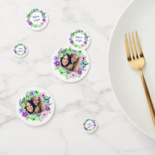 YOUR Photo & Text Flower Frame confetti