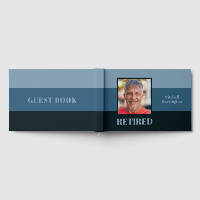 YOUR Photo & Text Masculine Stripes Guest Book (Full)