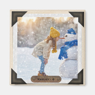 Your Photo & Text Vintage Photo Album Corners Magnet
