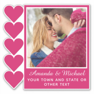 YOUR PHOTO & TEXT with hearts Sticker