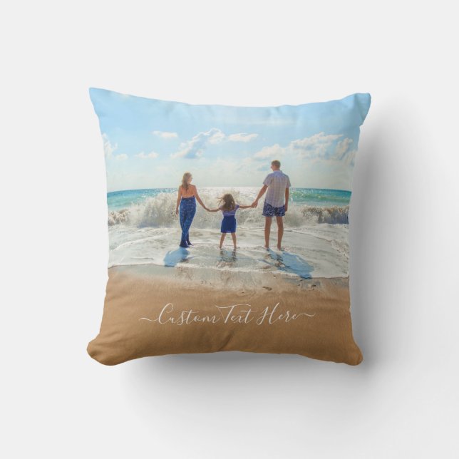 Your Photo Throw Pillow with Custom Text (Front)