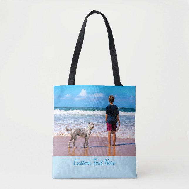 Your Photo Tote Bag with Custom Text (Front)