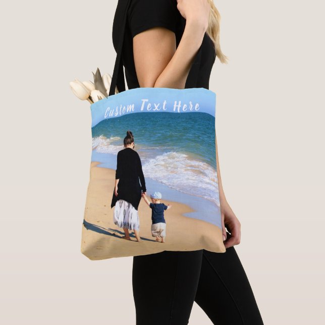 Your Photo Tote Bag Ywith Custom Text (Close Up)