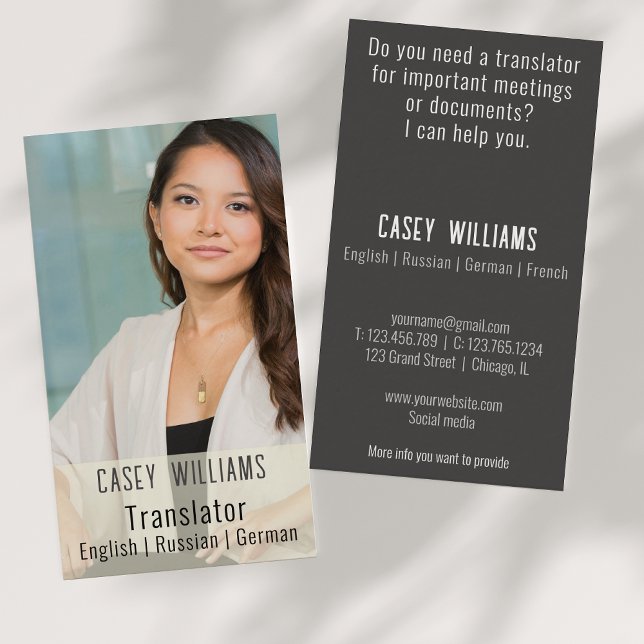 Your photo translator translations Business Card (Creator Uploaded)