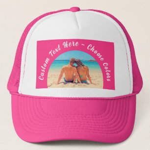 Your Photo Trucker Hat with Custom Text and Colour
