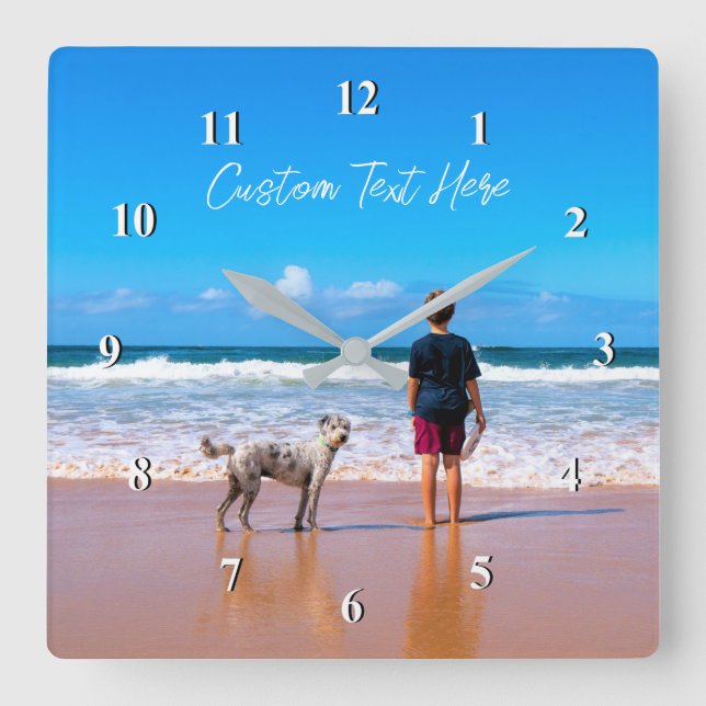 Your Photo Wall Clock Gift with Custom Text Name (Front)